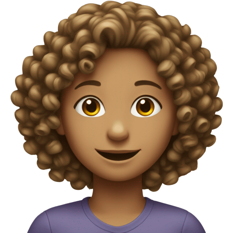 smiling girl with curly hair emoji