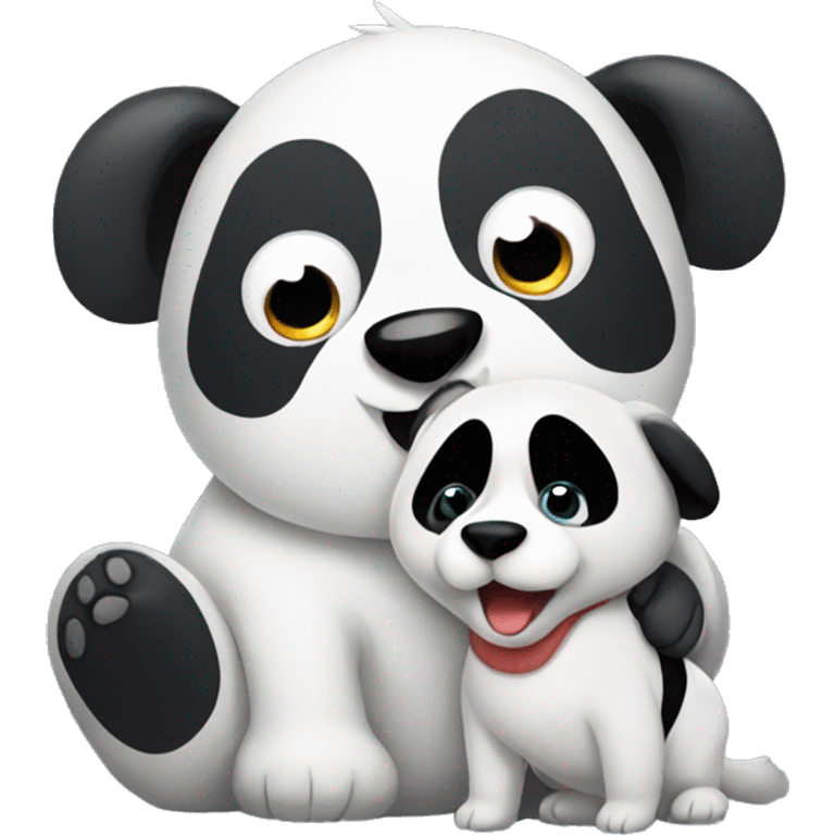 Panda hugging dog emoji