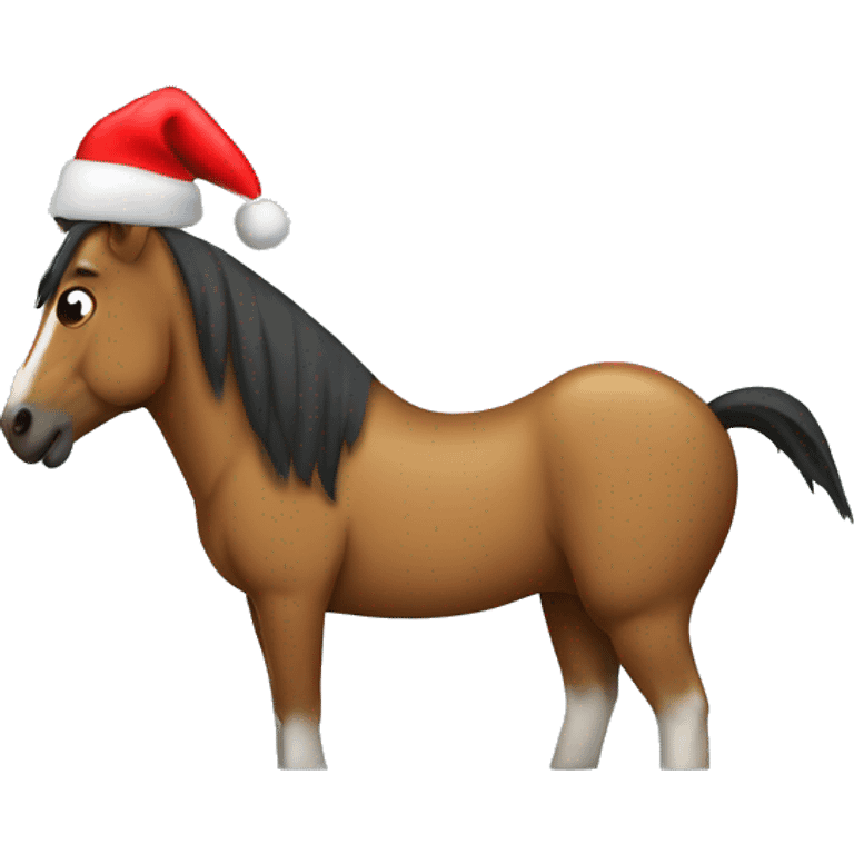 Horse with Santa hat emoji