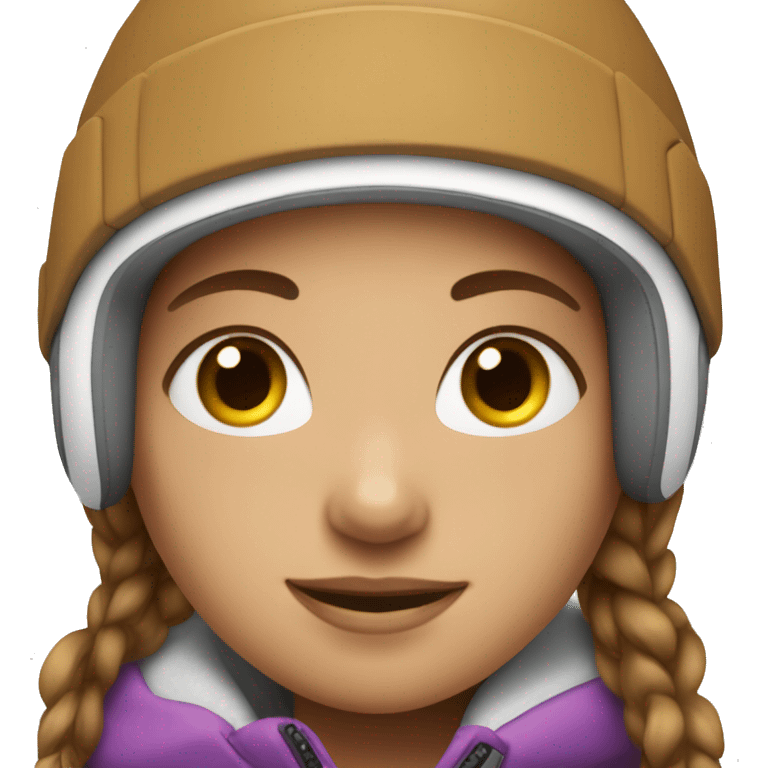 young girl snowboarding brown hair white skin emoji