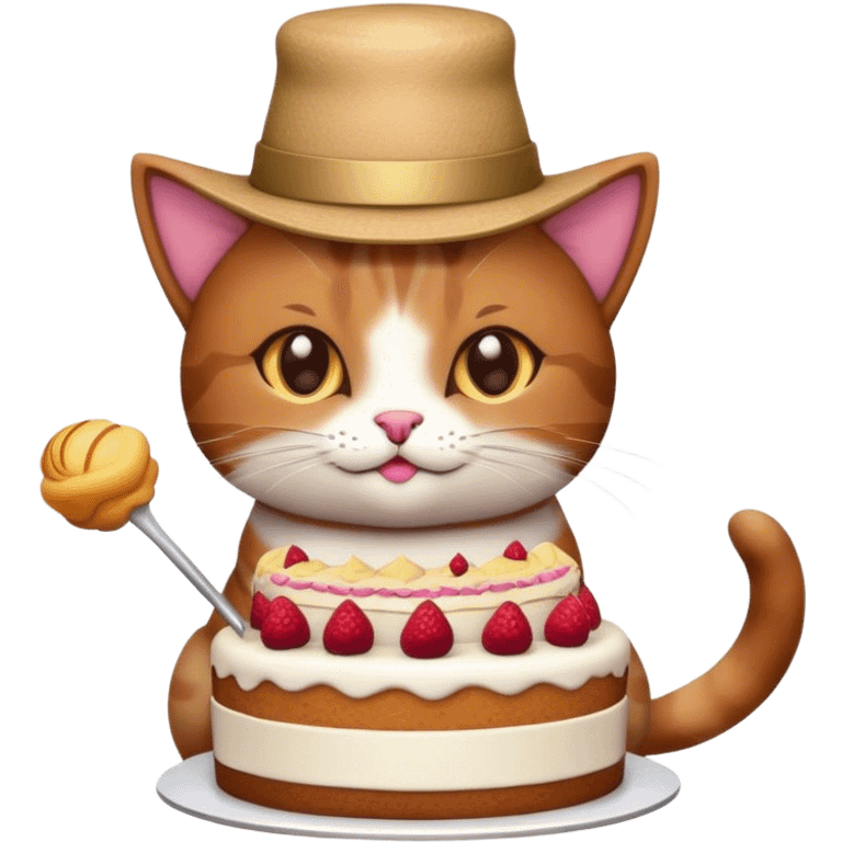 cat with a hat and cake emoji