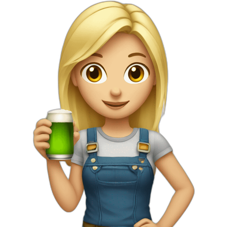 Blond girl holding beer emoji