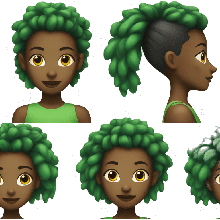 Black girl with a green Mohawk  emoji