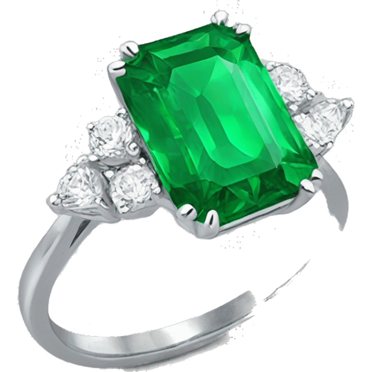 Silver dainty Emerald engagement ring emoji