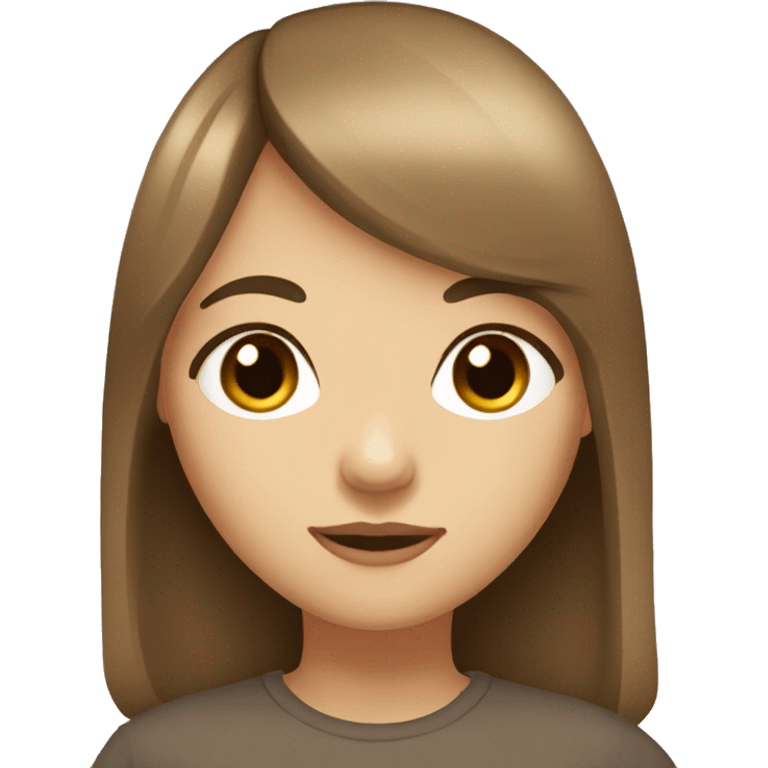 girl with brown hair and bangs, brown eyes, medium light skin  emoji