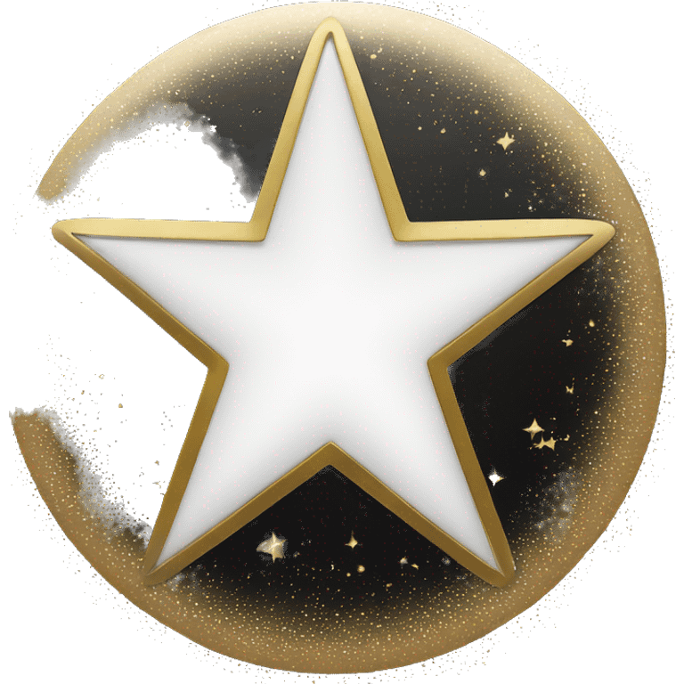 White star in black circle with gold circumference  emoji