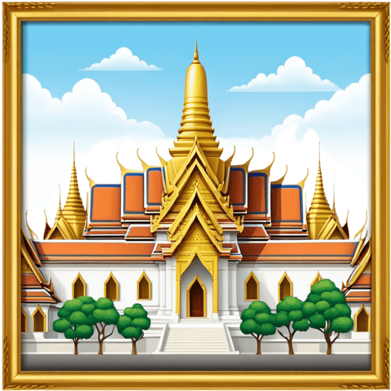 Grand Palace Bangkok Landmark Emoji – Featuring golden spires, Thai architecture, and the Emerald Buddha Temple. emoji