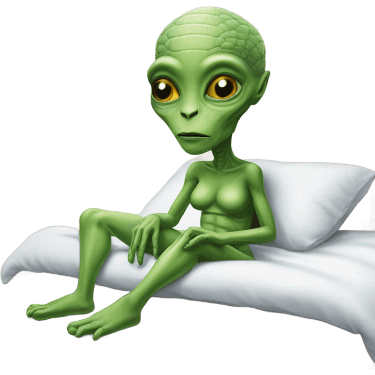 Reptilian alien woman laying on the bed emoji