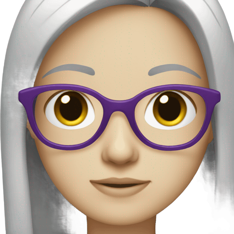 pale little girl in purple glasses and dark hair emoji