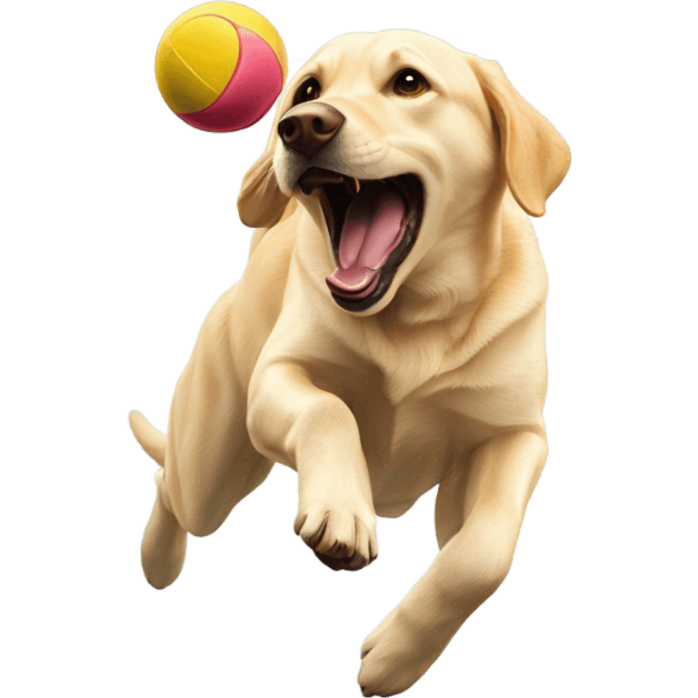 Yellow lab catching ball emoji