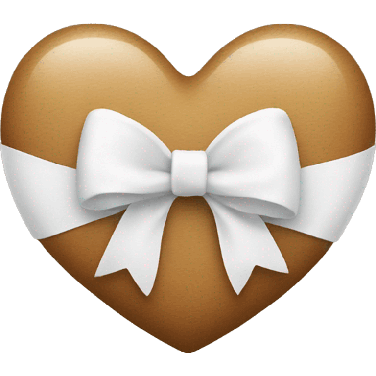 Light brown heart with white bow  emoji