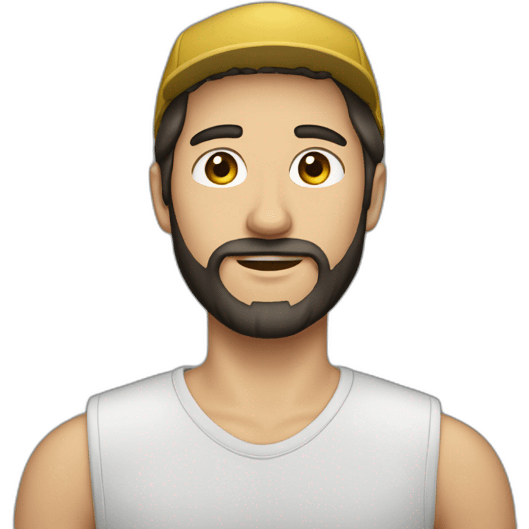 young dark-haired white man with a cap and beard emoji