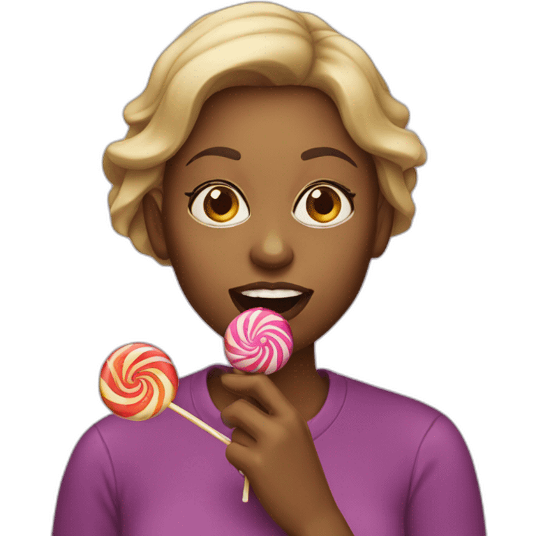 Woman eating lollipop emoji