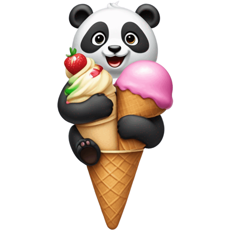 Panda eating ice cream emoji