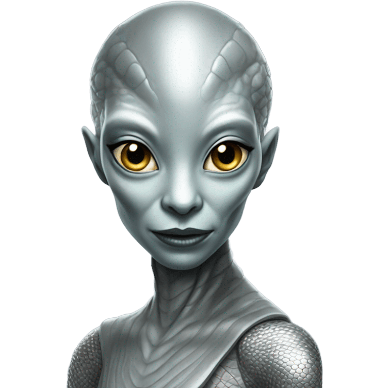 reptilian alien woman in silver emoji