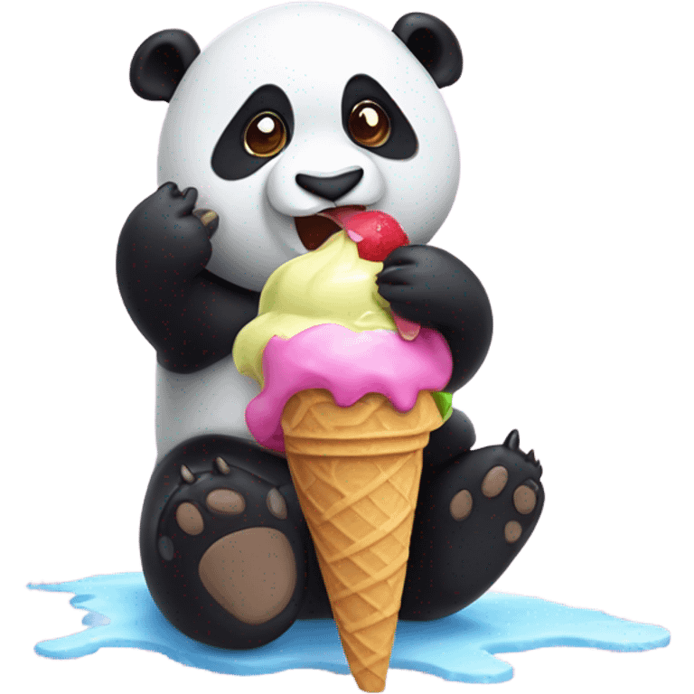 Panda eating ice cream emoji