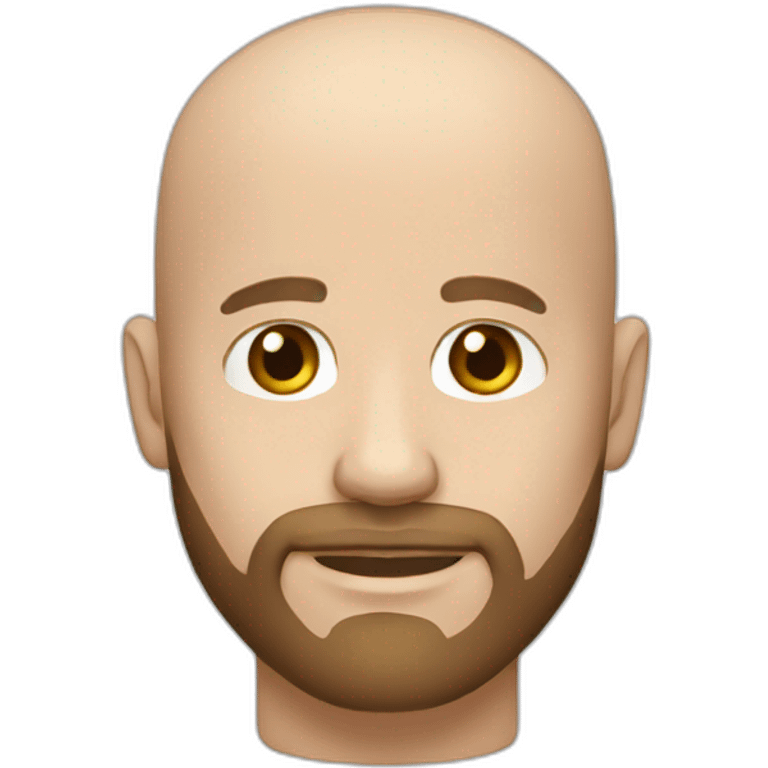 white male, bald head, bearded, brown-eyed. emoji