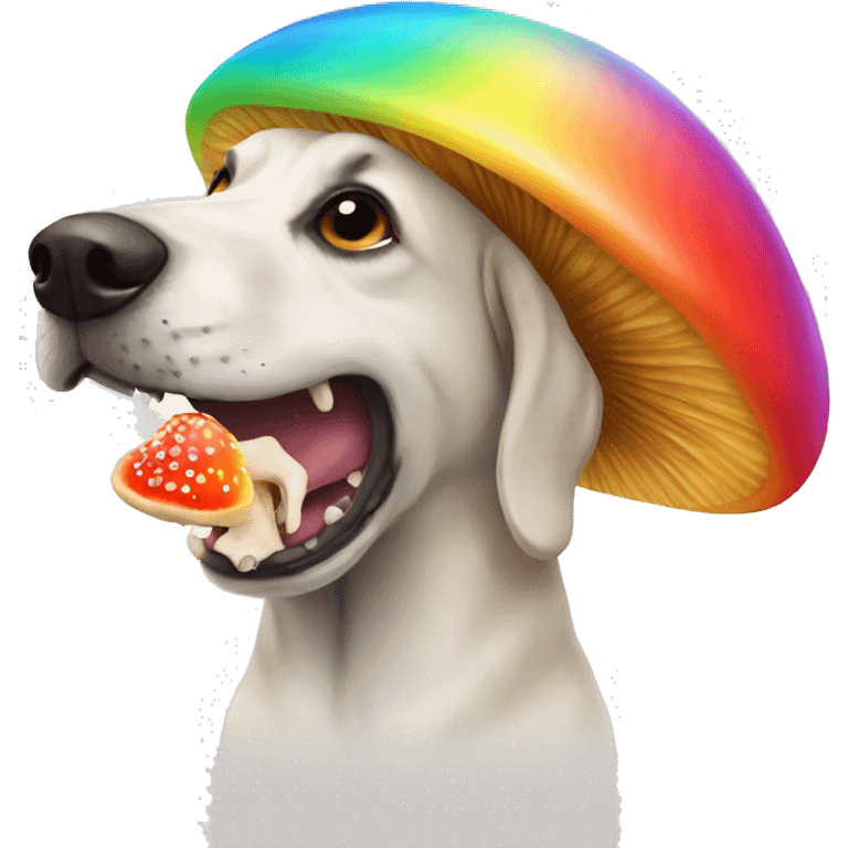 dog eating a rainbow mushroom emoji