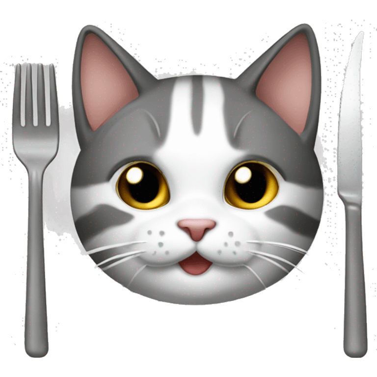 Bkh ekh mix cat eating with fork and knife emoji