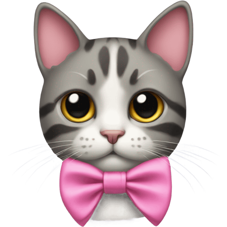 cat with a pink bow tied to its neck emoji