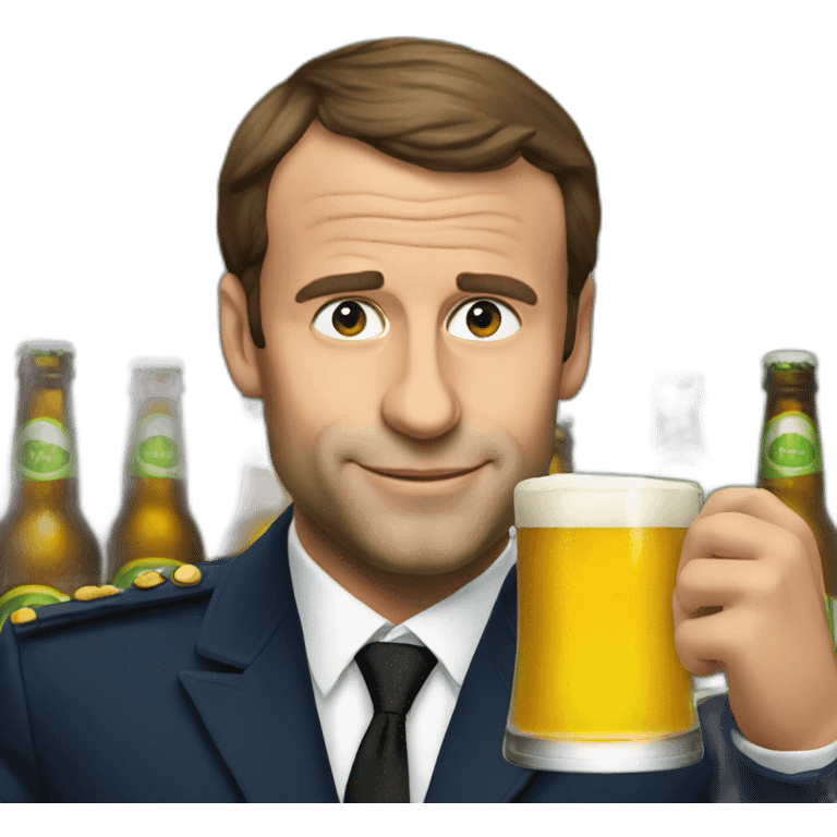 macron drinking beer emoji