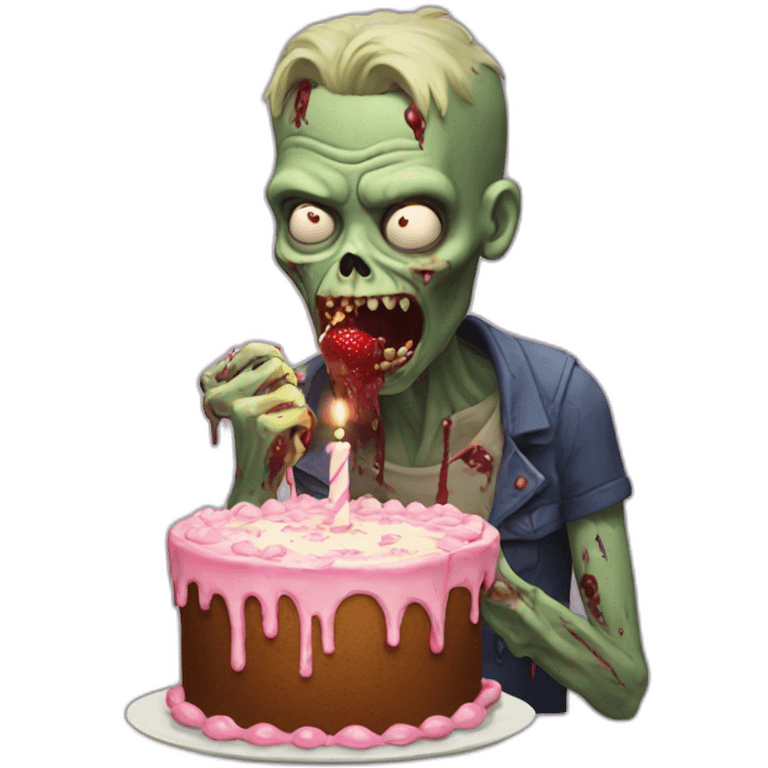 Zombie eating a birthday cake emoji