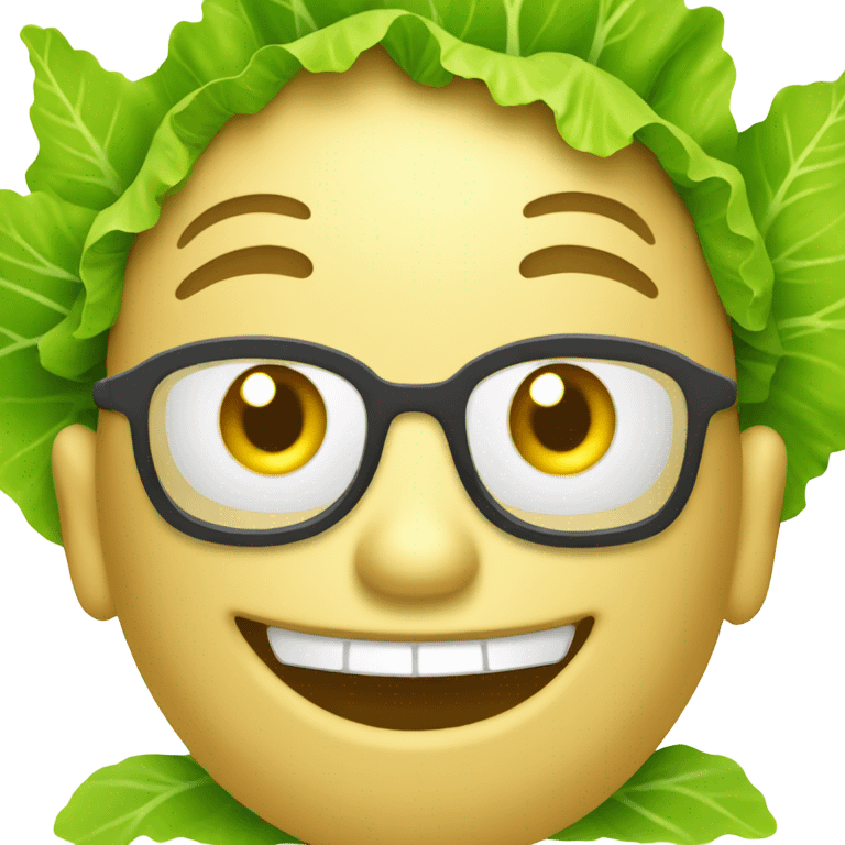 lettuce with happy face emoji