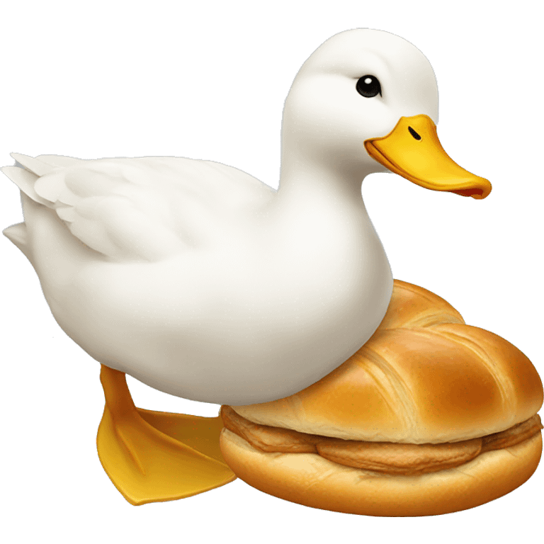 white duck with a croissaint emoji