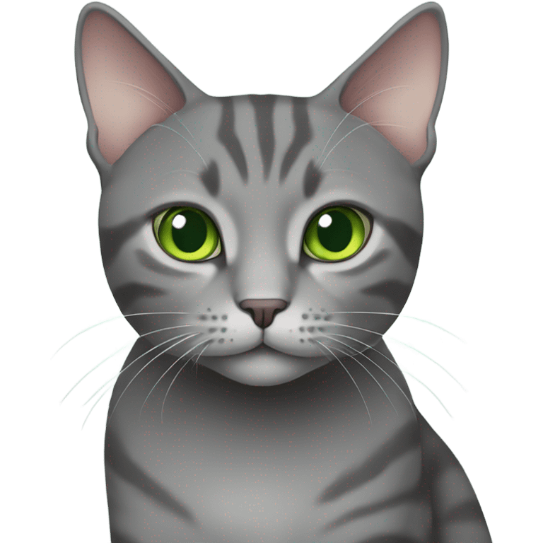 Solid Gray domestic shorthair cat with green eyes  emoji