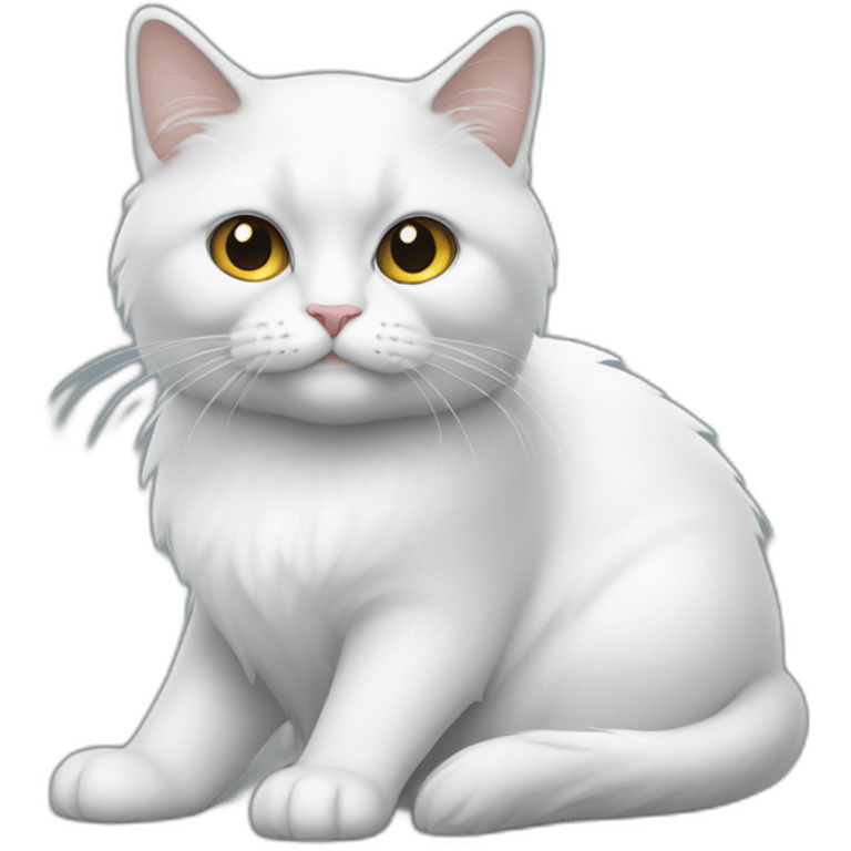 Chat blanc et gris assis emoji