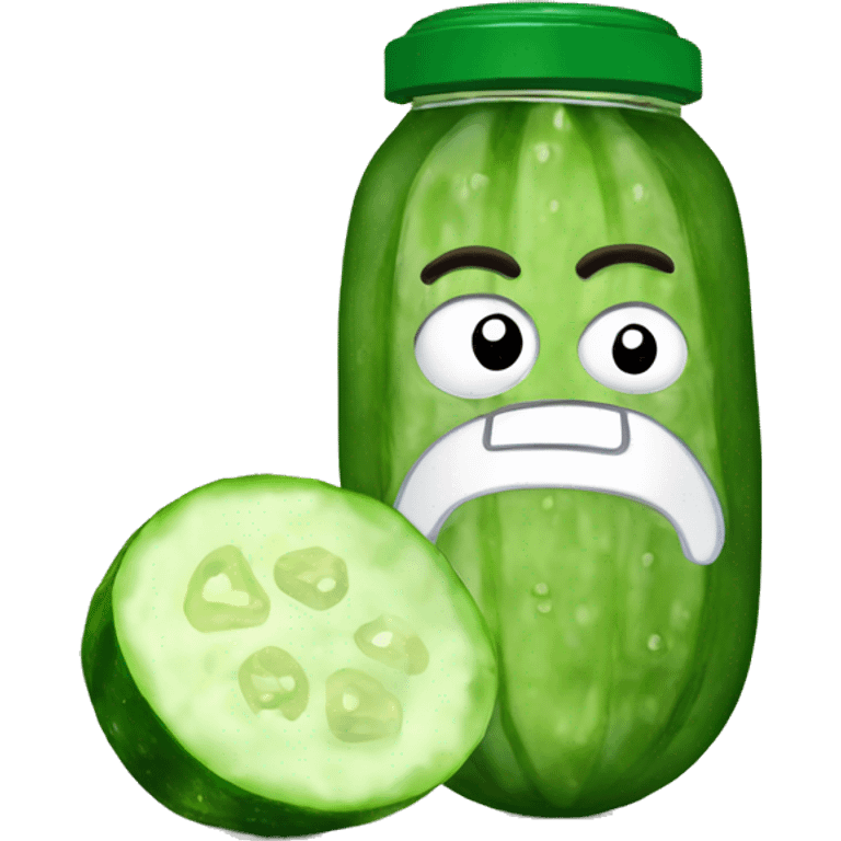 a pickled cucumber with a slice cut off next to it emoji