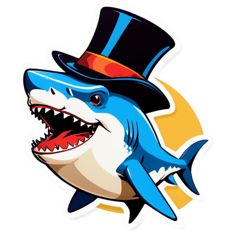 Shark with a top hat emoji