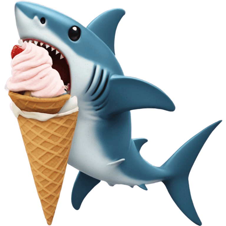 Shark eating an ice cream emoji