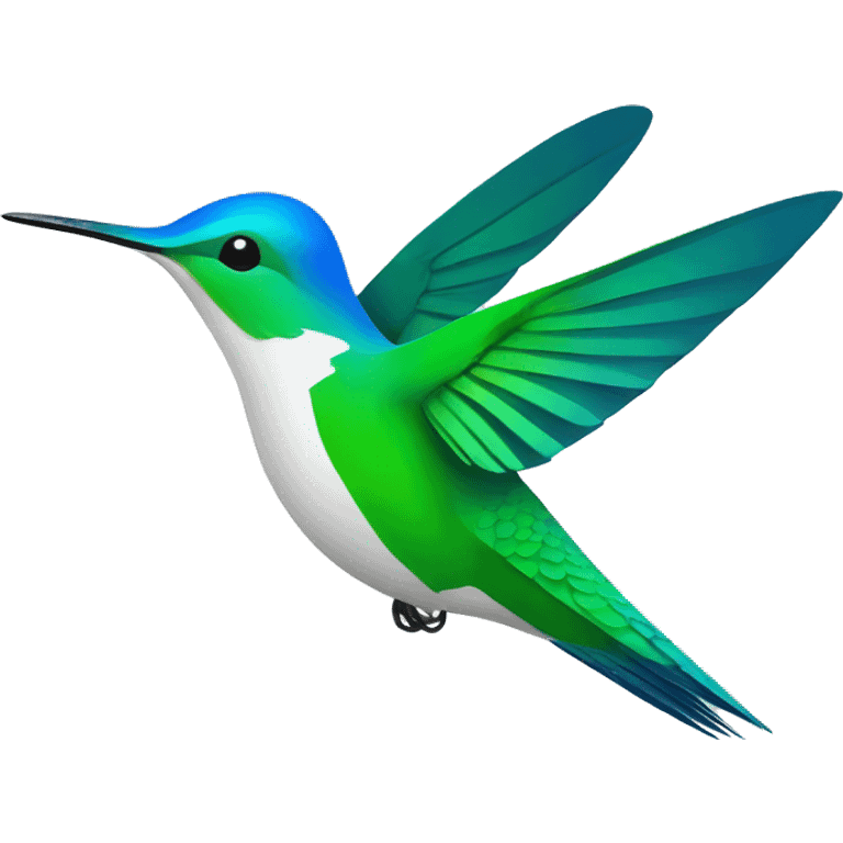 hummingbird graphic sharp shape blue, green, white emoji