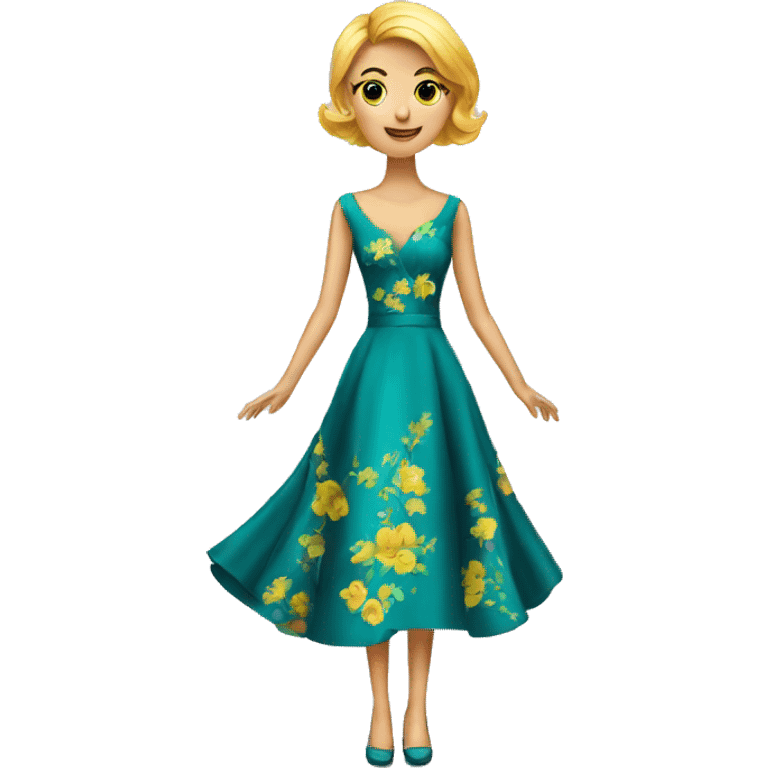 An emoji of a stylish dress, typically elegant and suitable for special occasions, with a vibrant color and flowing design emoji