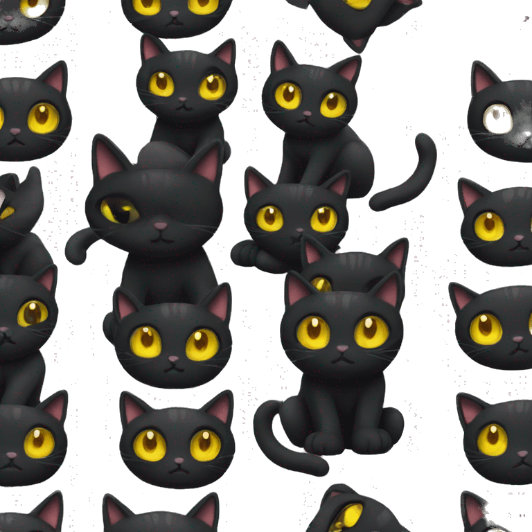 Cute black cat with yellow eyes emoji