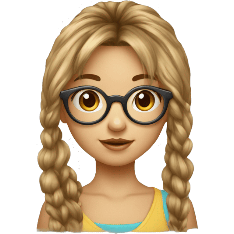 Petite fille avec lunette et frange cheveux marron courts emoji