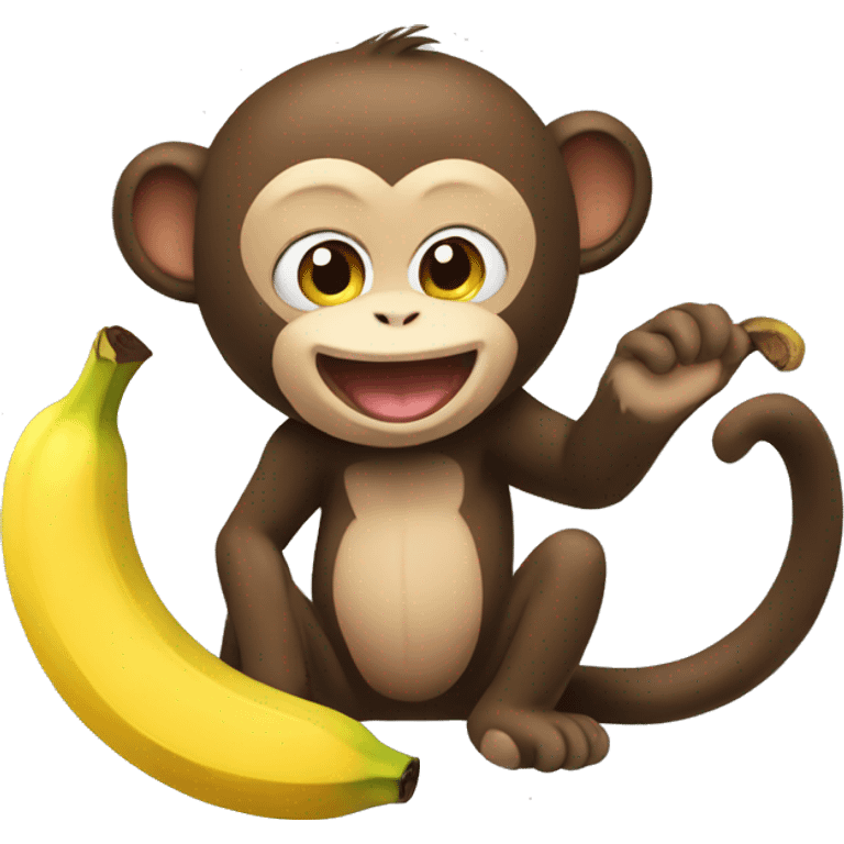 Monkey with a banana, next to a cat emoji