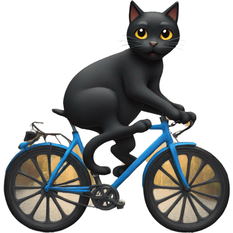 Black Cat sweating on bicycle emoji