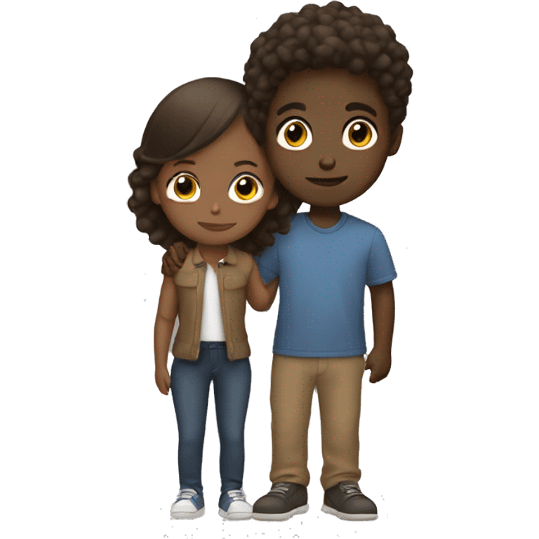 Black boy holding a light brown girl emoji