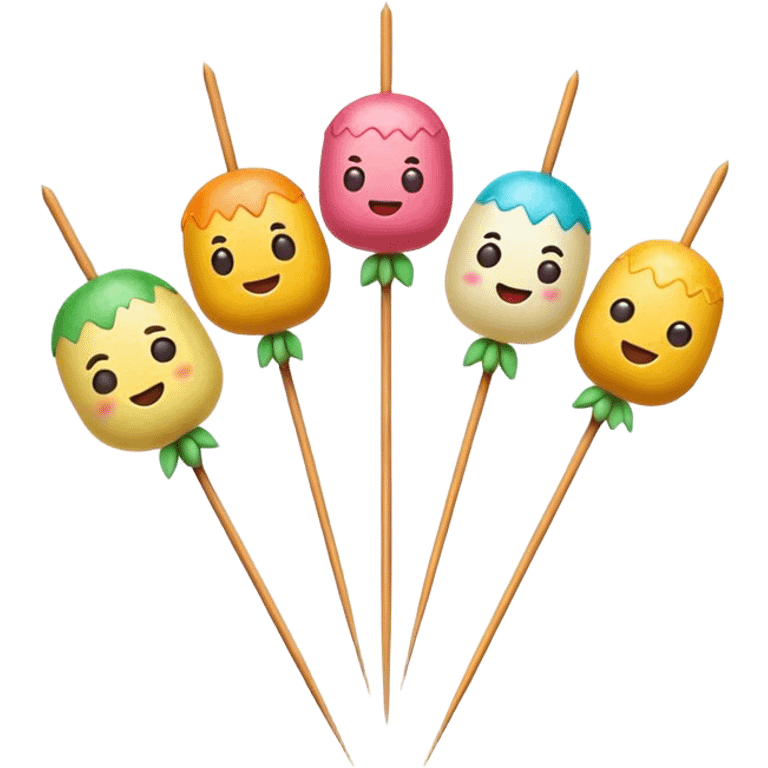 Cinematic Realistic Dango Dessert Emoji, showcasing colorful rice dumplings on skewers rendered with lifelike textures and soft, inviting lighting. emoji