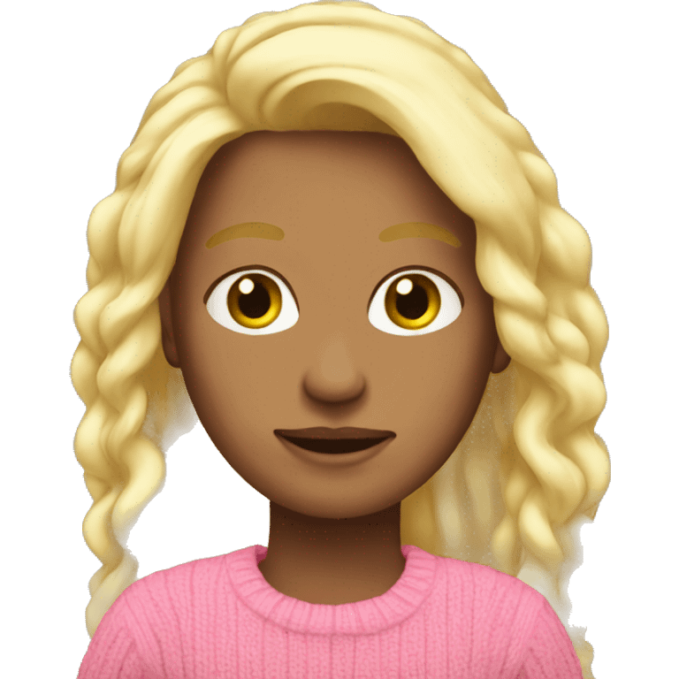 Blonde long hair pink sweater emoji