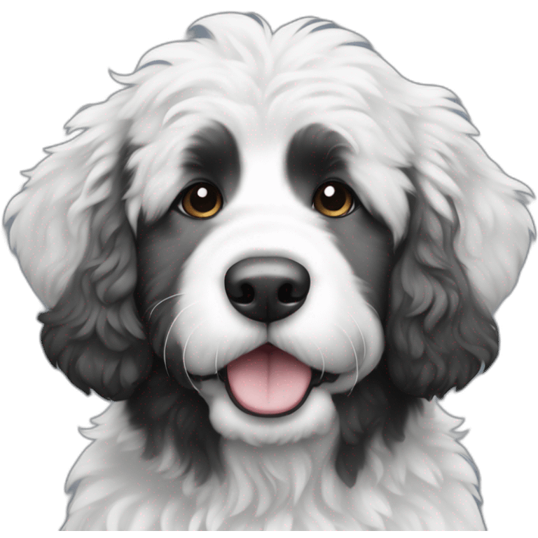 Monotone Black and white bernedoodle dog, no brown emoji