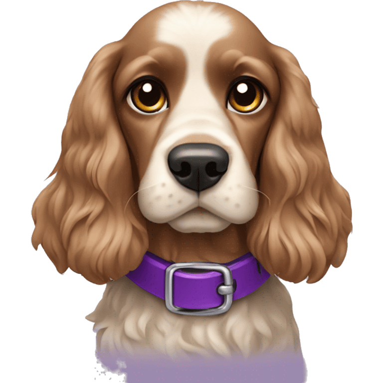 Cocker Spaniel with a purple collar emoji