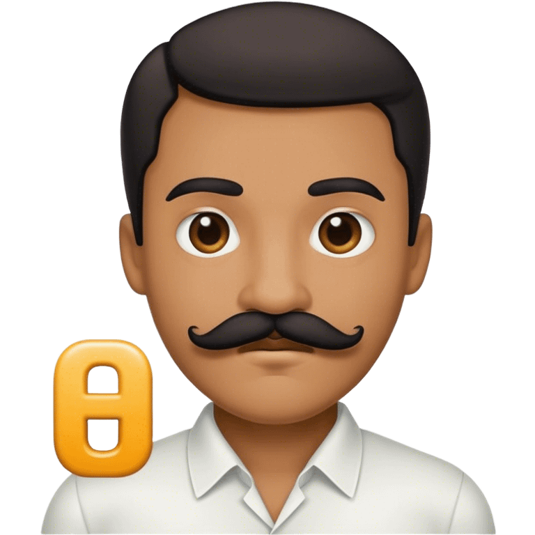 il à une moustache noir est il ressemble au H emoji