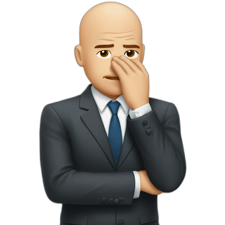  Bald facepalm in a suit emoji