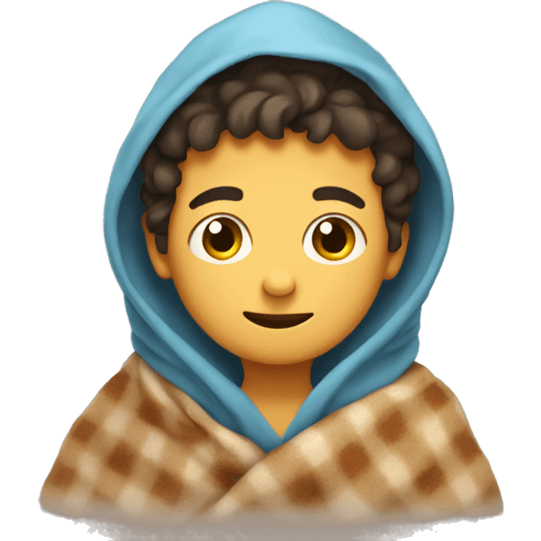 Boy snuggled in blanket emoji