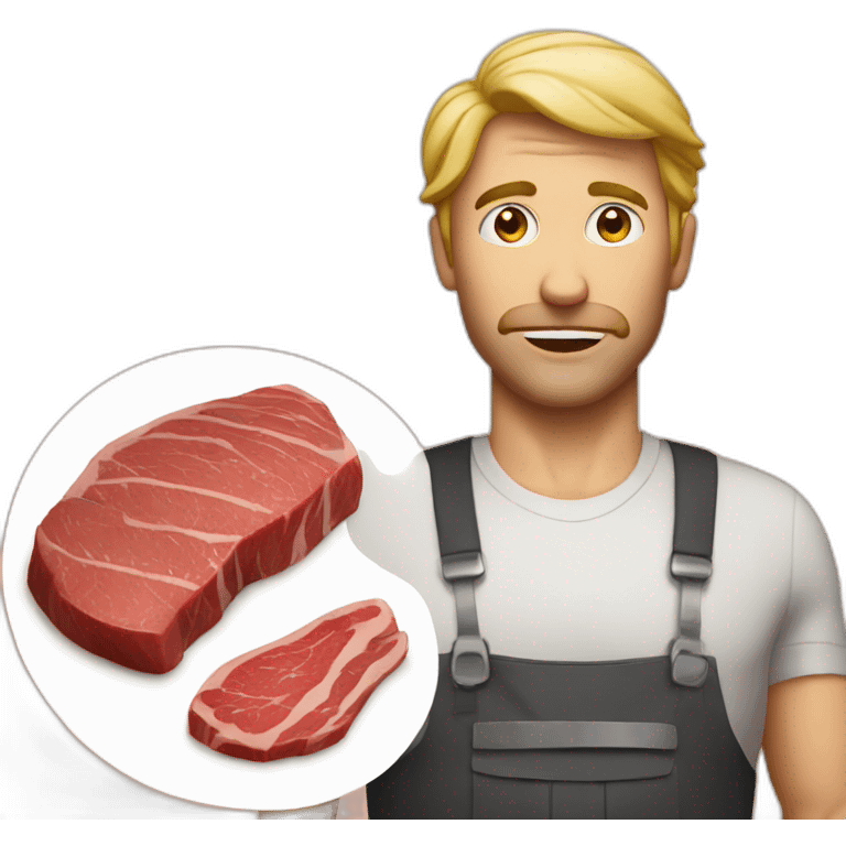 bad white man in front of steak emoji