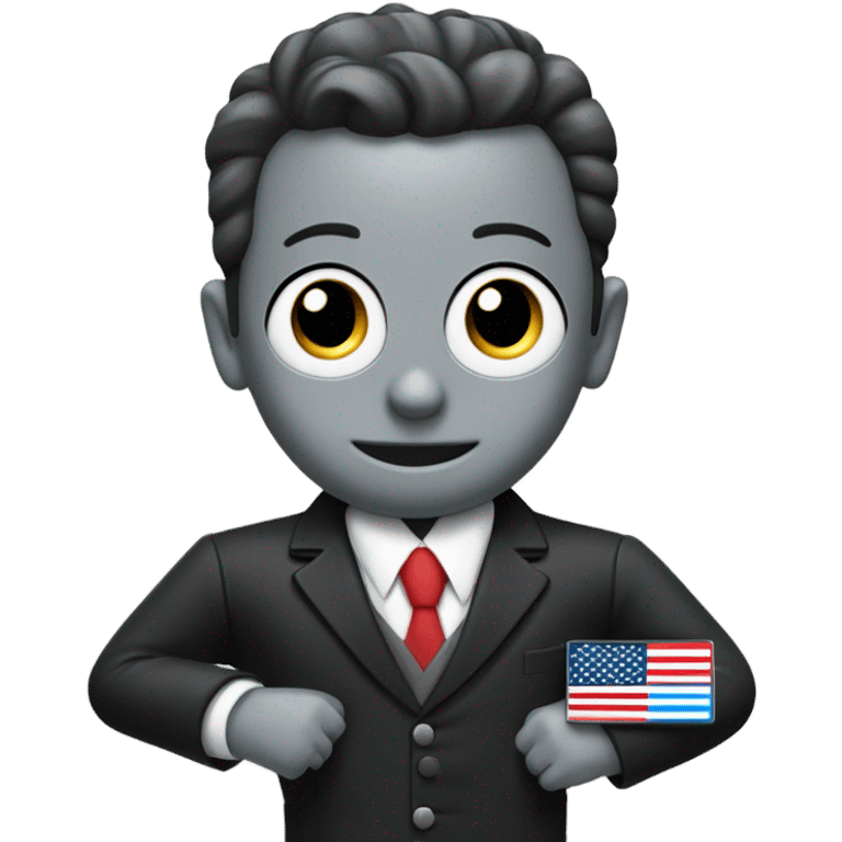 Thomas in a train body wearing a suit with an American flag pin on it emoji