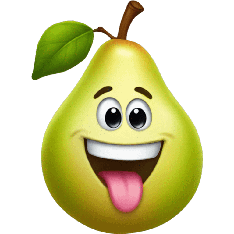 A cute pear with tongue out emoji